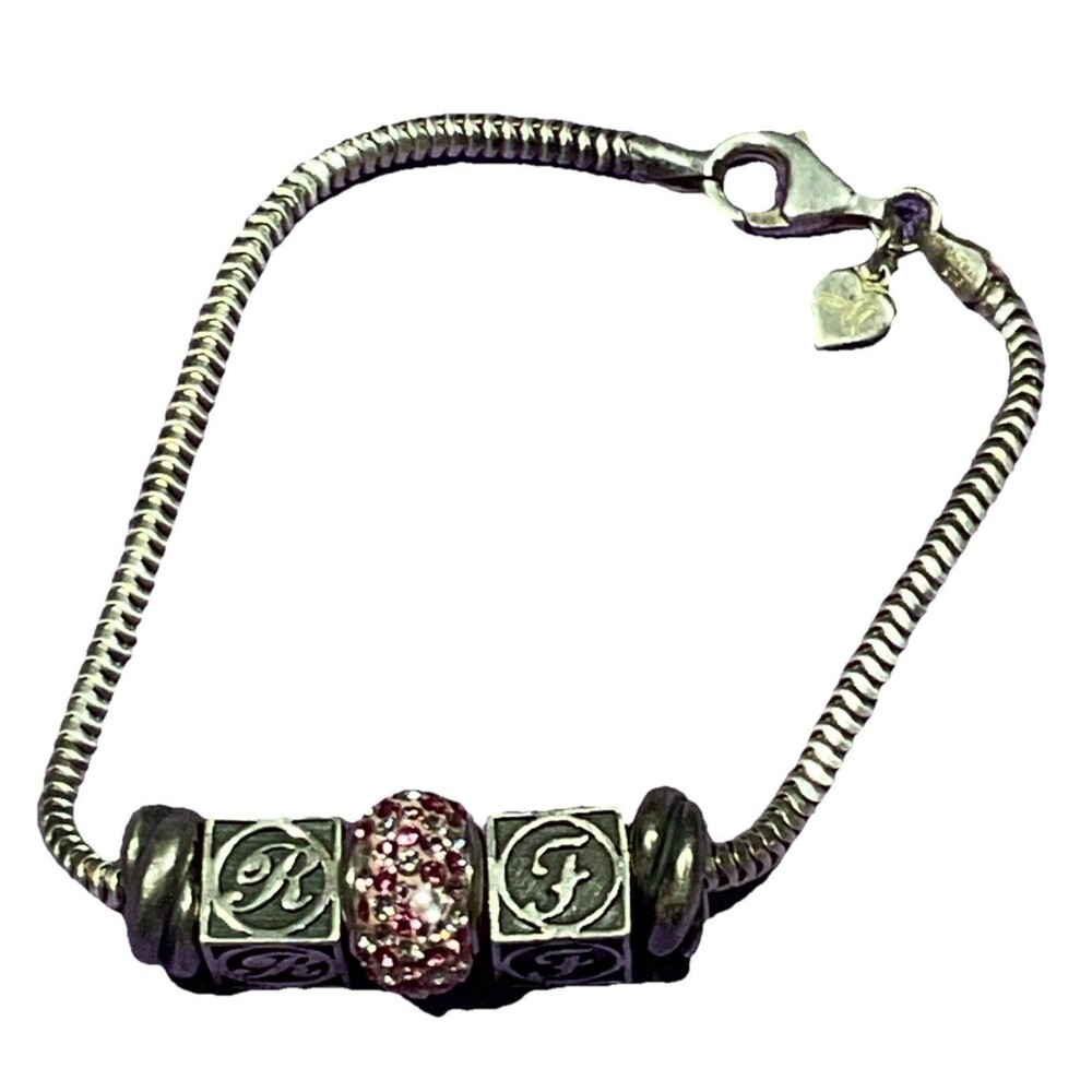 Michael Anthony Sterling 925 Snake Chain Bracelet w/ 5 Charms Size 6.5” 17g